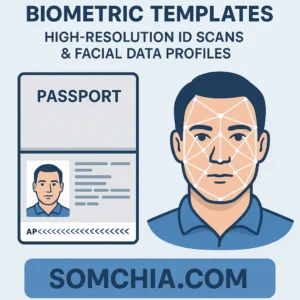 Passport + Biometric Templates – High-Resolution ID Scans and Facial Data Profiles